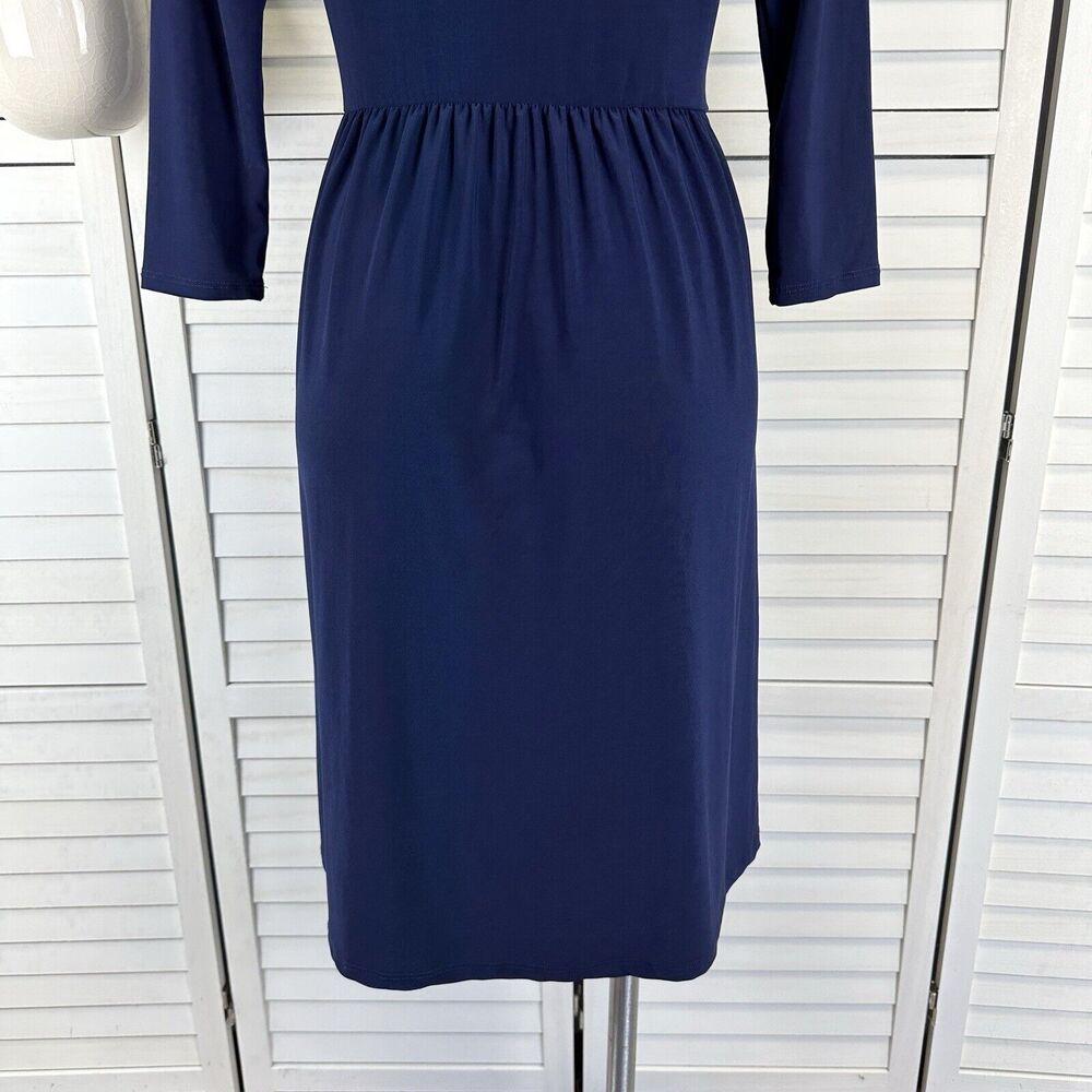 Gilli Navy Blue Layered Surplice A-Line Dress Stretch Knit USA Made Size M - Picture 7 of 9